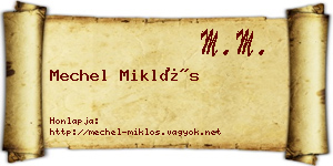 Mechel Miklós névjegykártya